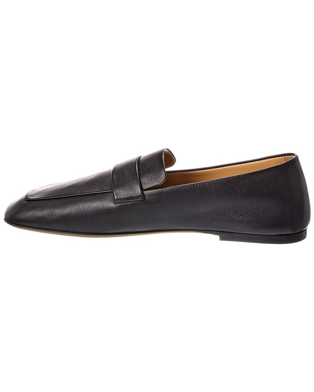 The Row Black Square Leather Loafer