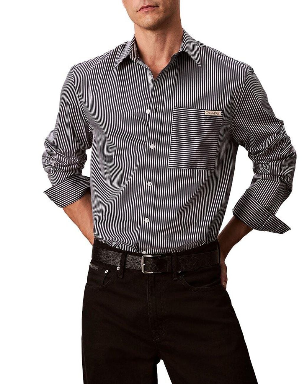 Calvin Klein Gray Satin Relaxed Shirt for men