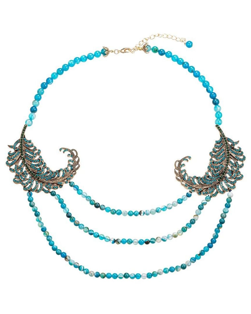 Eye Candy LA Blue Gabriela Peacock Beaded Necklace
