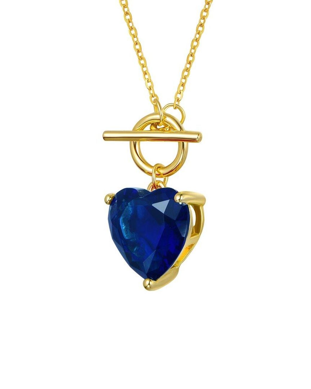 Genevive Jewelry Blue 14K Diamond Cz Chain Necklace