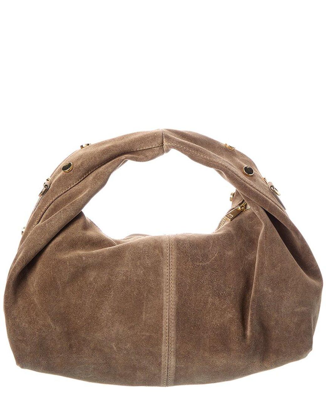 Persaman New York Brown Studded Suede Hobo