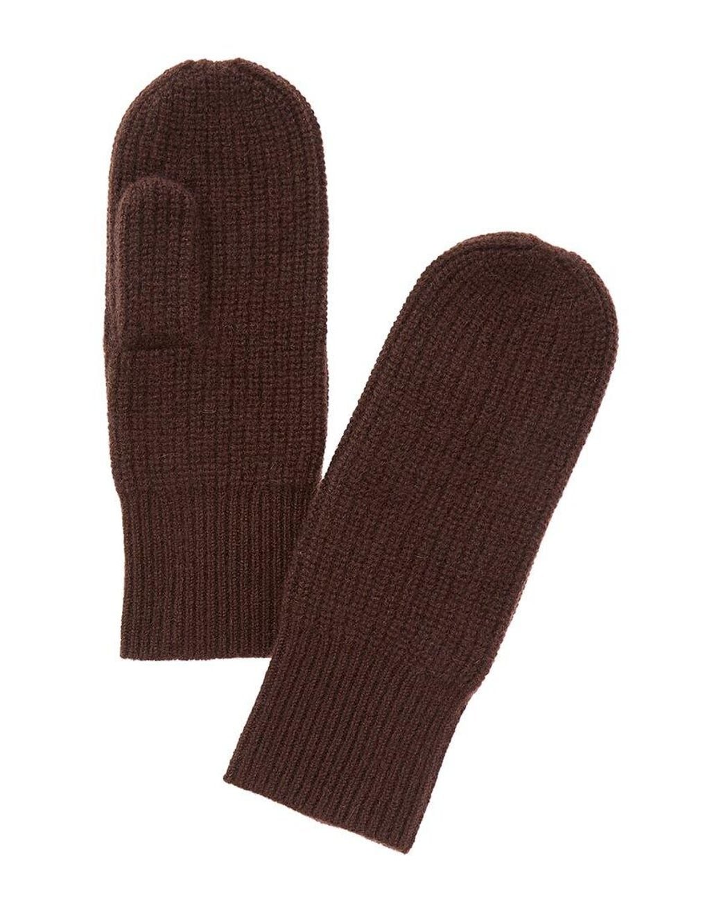 Amicale Cashmere Brown Rib Cashmere Mittens