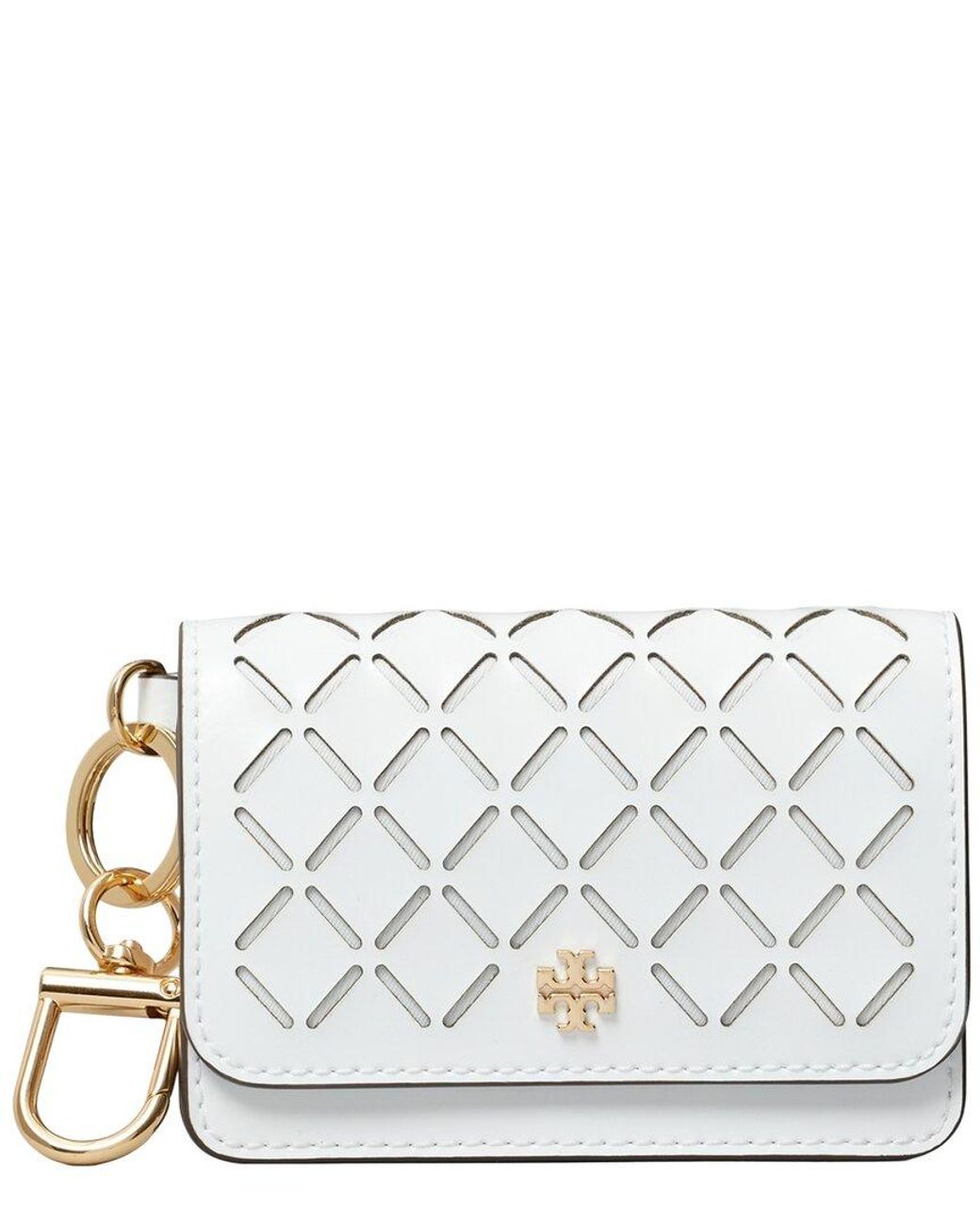 Tory Burch Gray Emerson Perforated Leather Flap Card Case