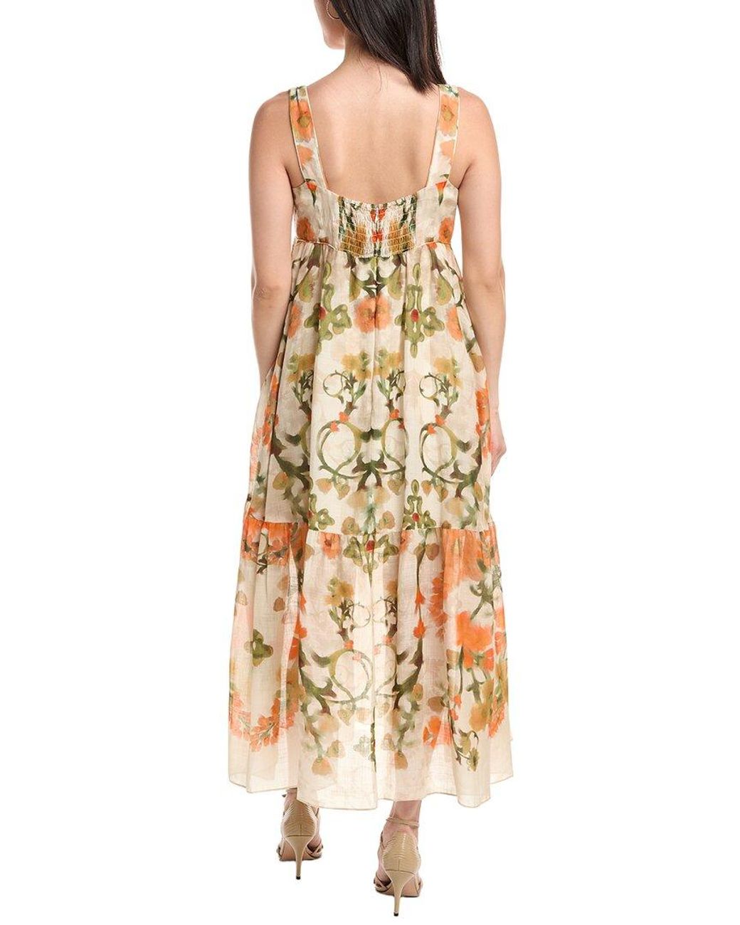 Marchesa Metallic Ramie Sleeveless Maxi Dress