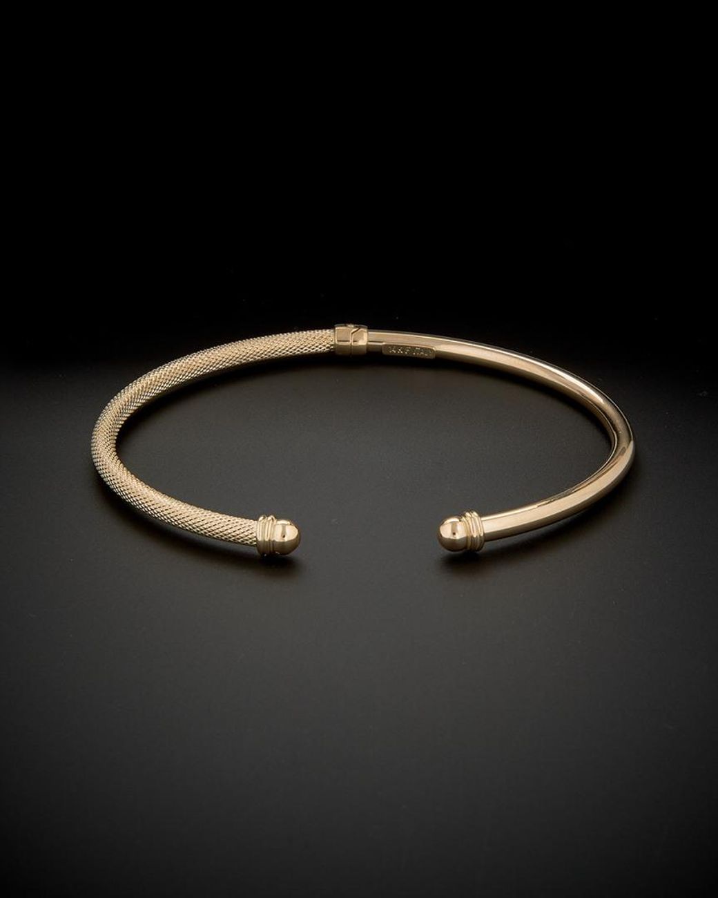 Italian Gold Black 14k Hinged Open Bangle