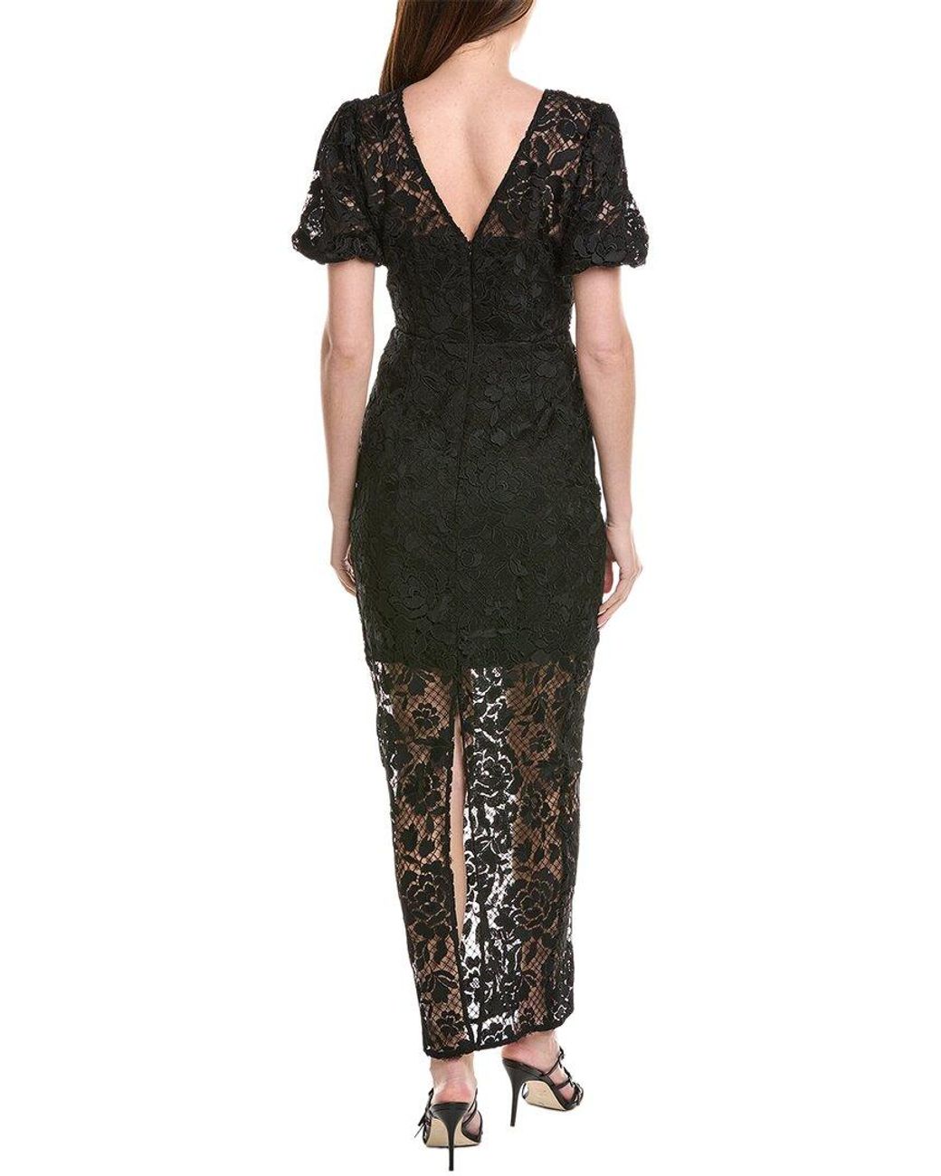 MILLY Black Yasmin Long Rose Mosaic Maxi Dress