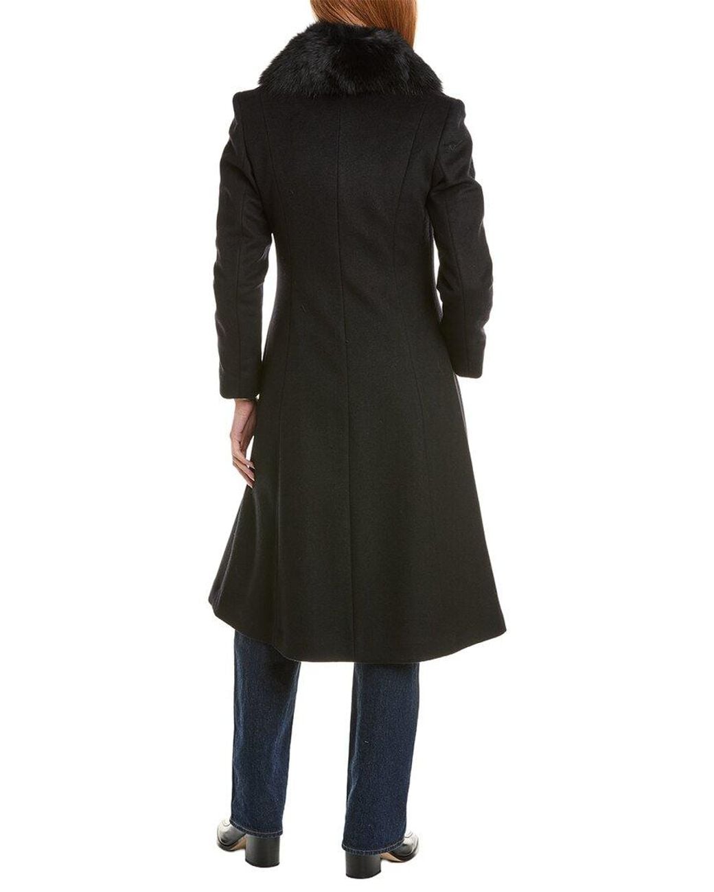 Sofiacashmere Black Sofiacashmere Oversized Collar Wool-Blend Coat