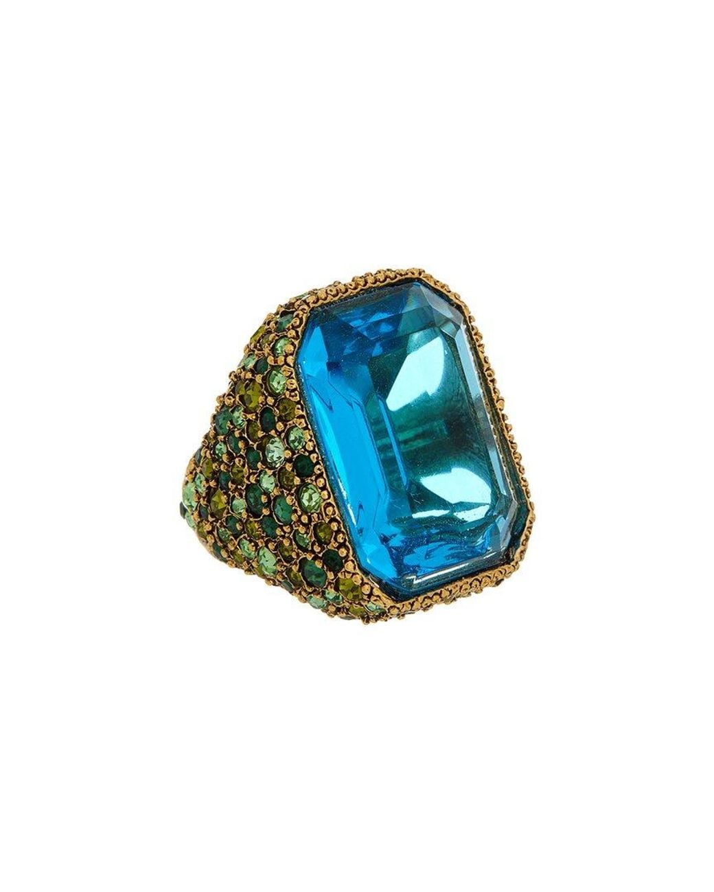 Kenneth Jay Lane Blue 22K Plated Cocktail Ring