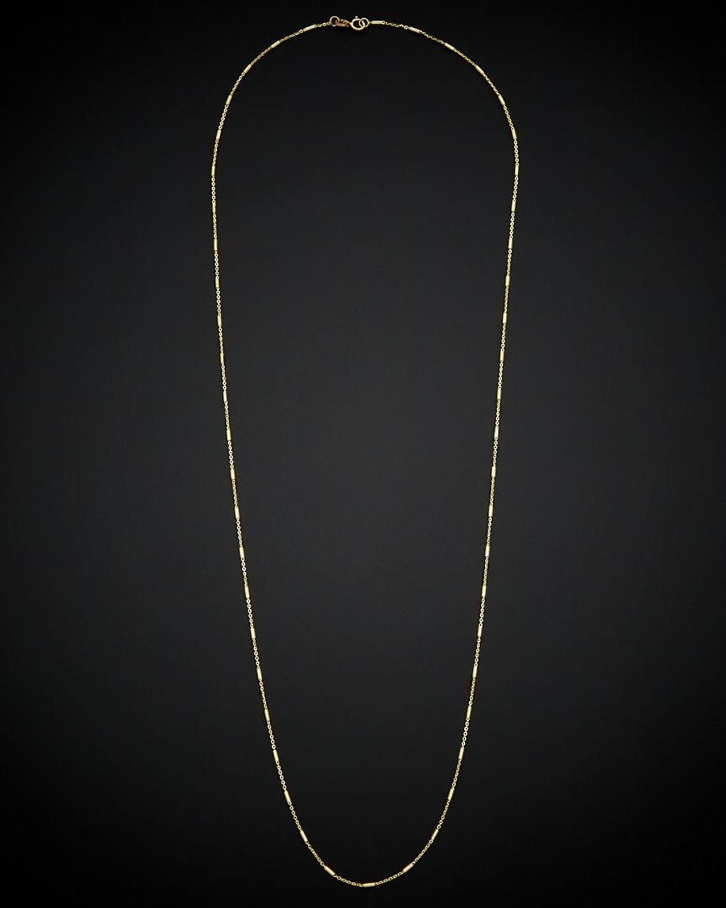 Italian Gold Black 14k Rolo Link Tube Station Necklace