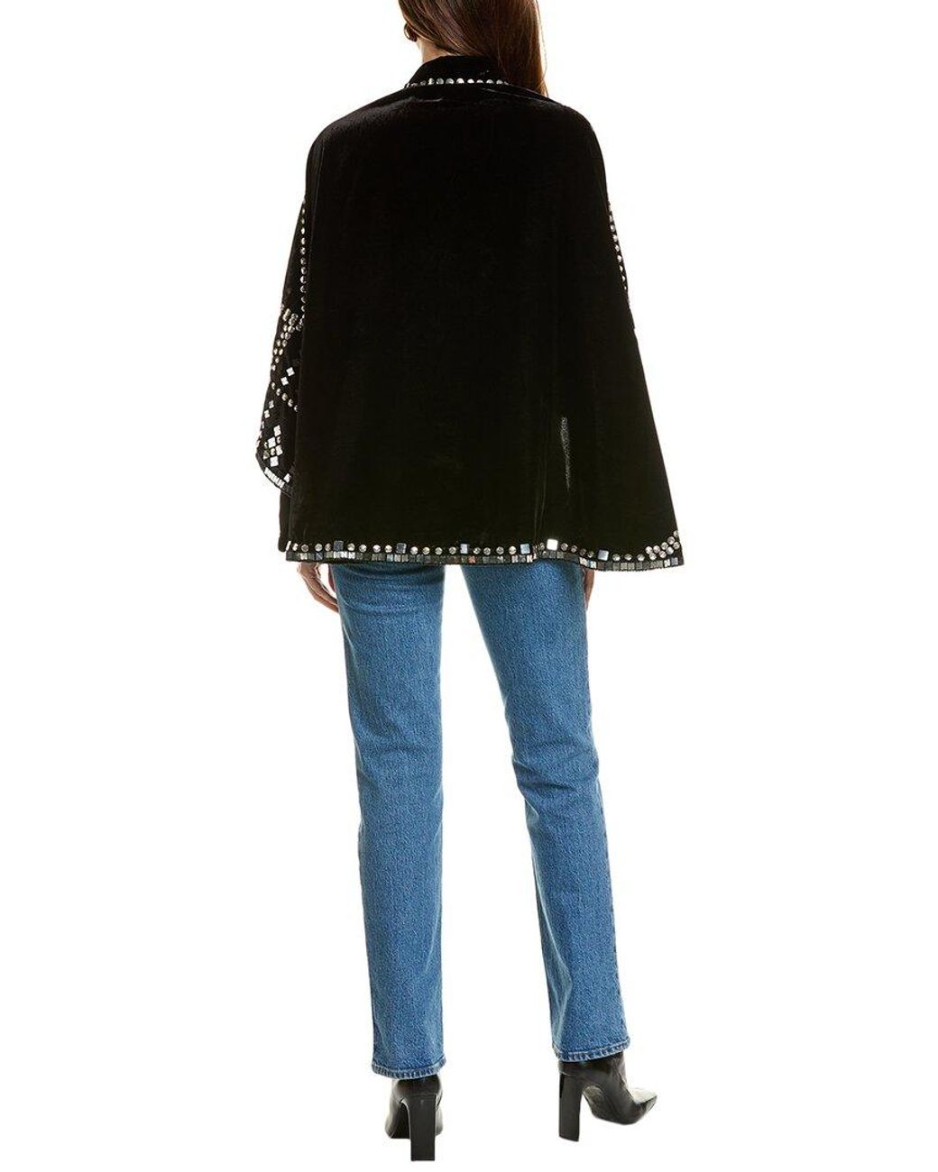 Saachi Black Encore Embellished Velvet Cape