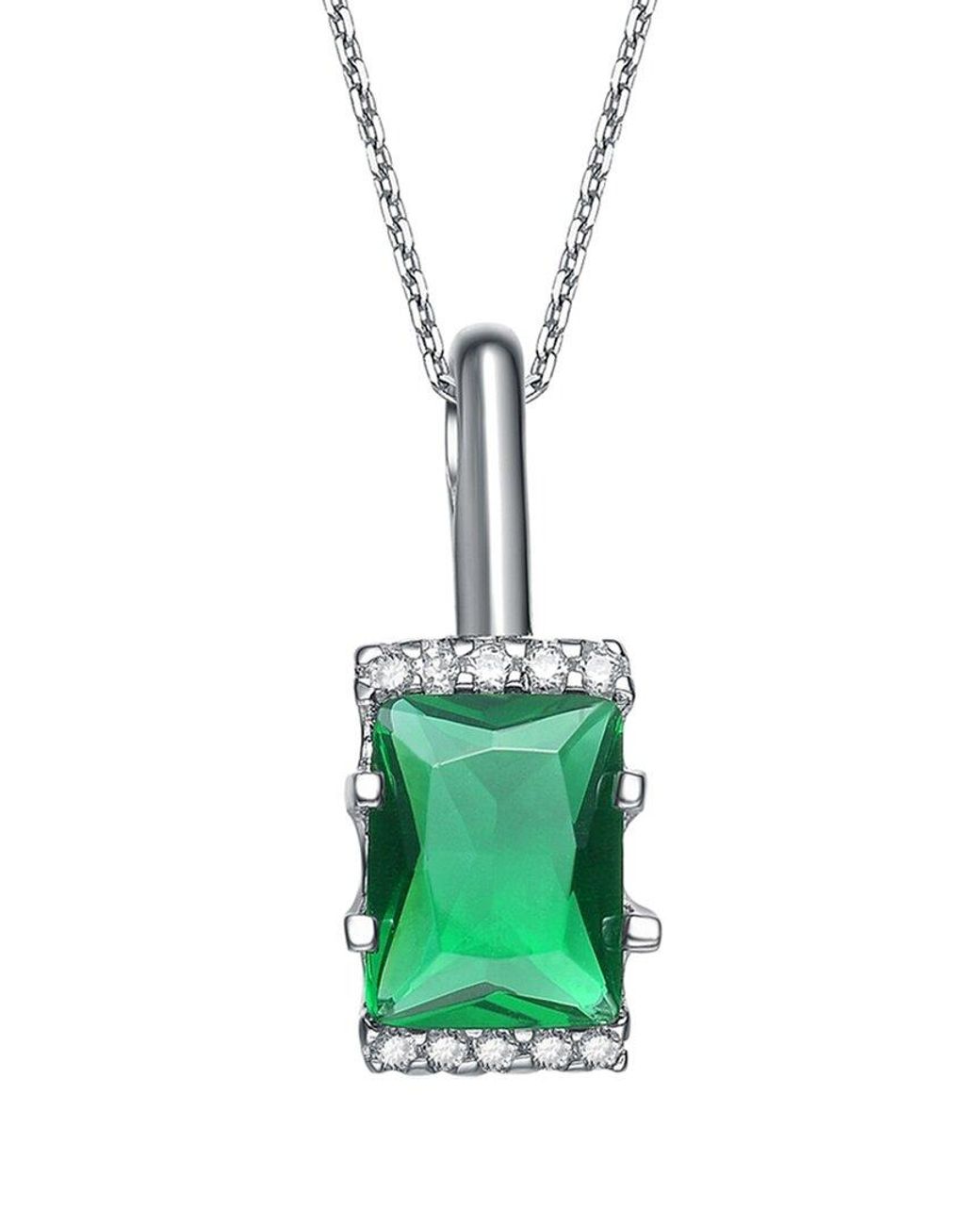 Genevive Jewelry Green Silver Cz Pendant