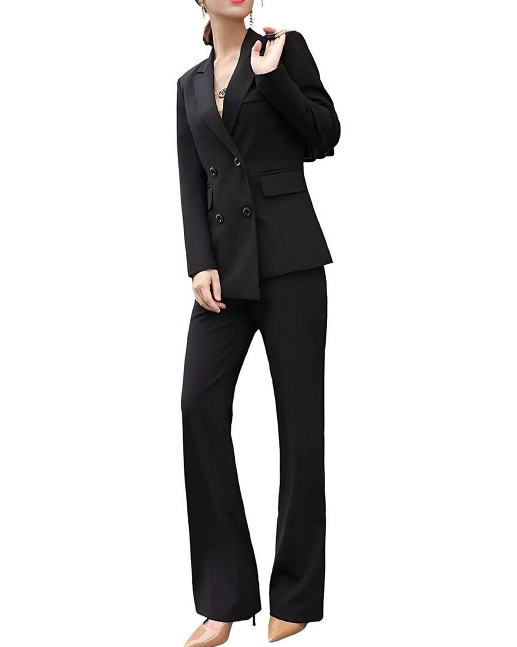 Adelin May Black 2Pc Jacket & Pant Set