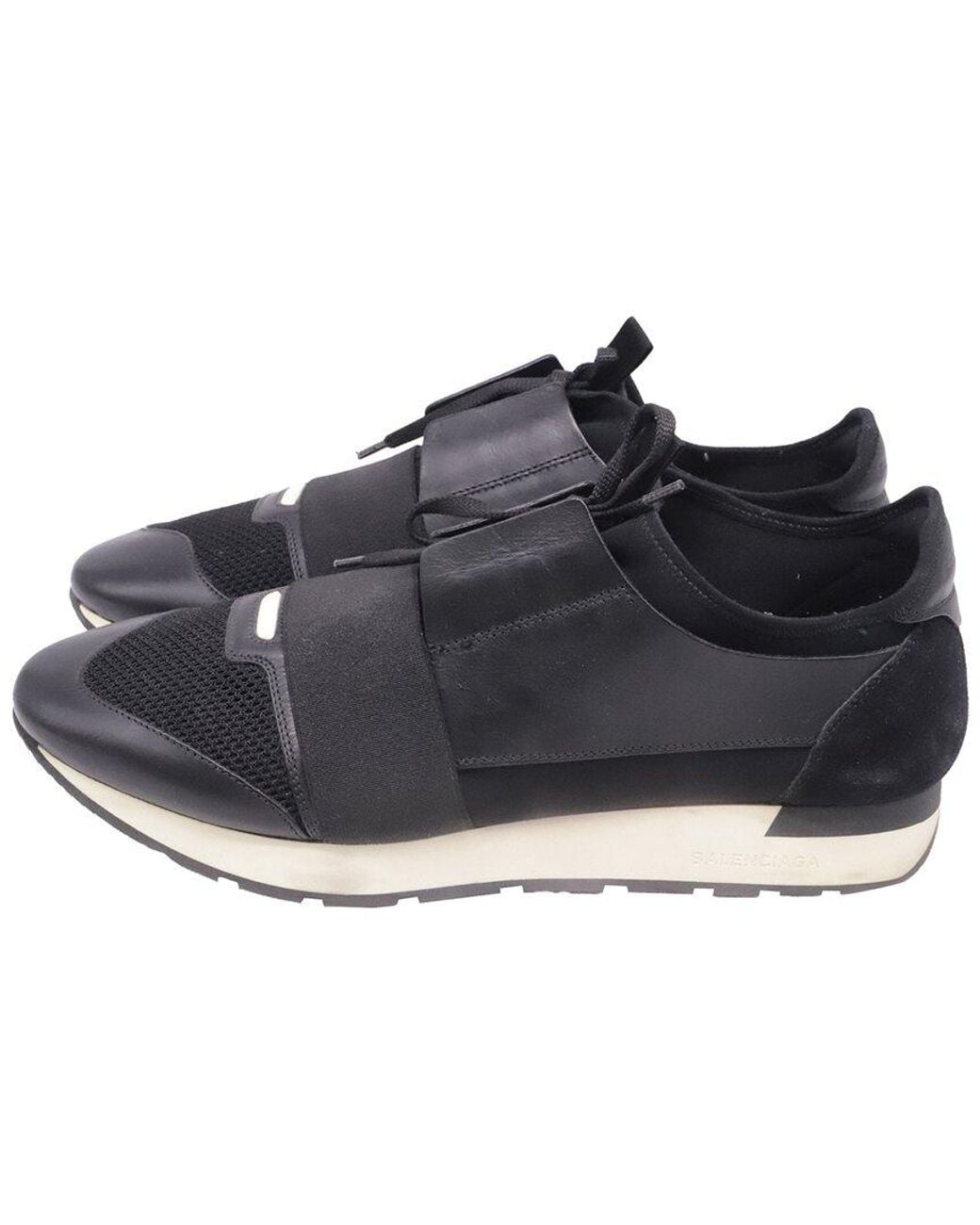 Balenciaga Black Leather Race Runner Sneaker (Authentic Pre-Loved) for men