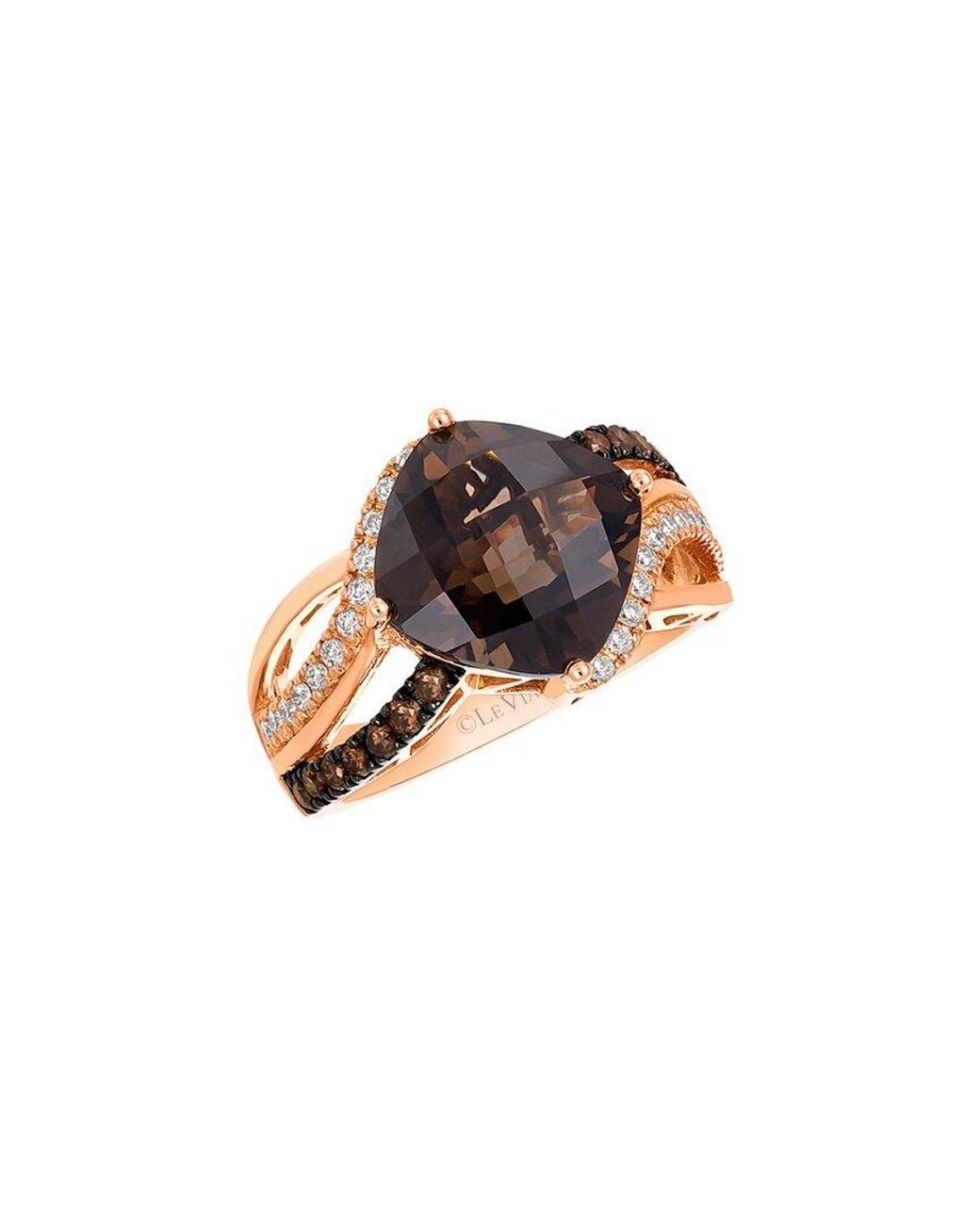 Le Vian White 14K Rose 4.93 Ct. Tw. Diamond & Smoky Quartz Cocktail Ring