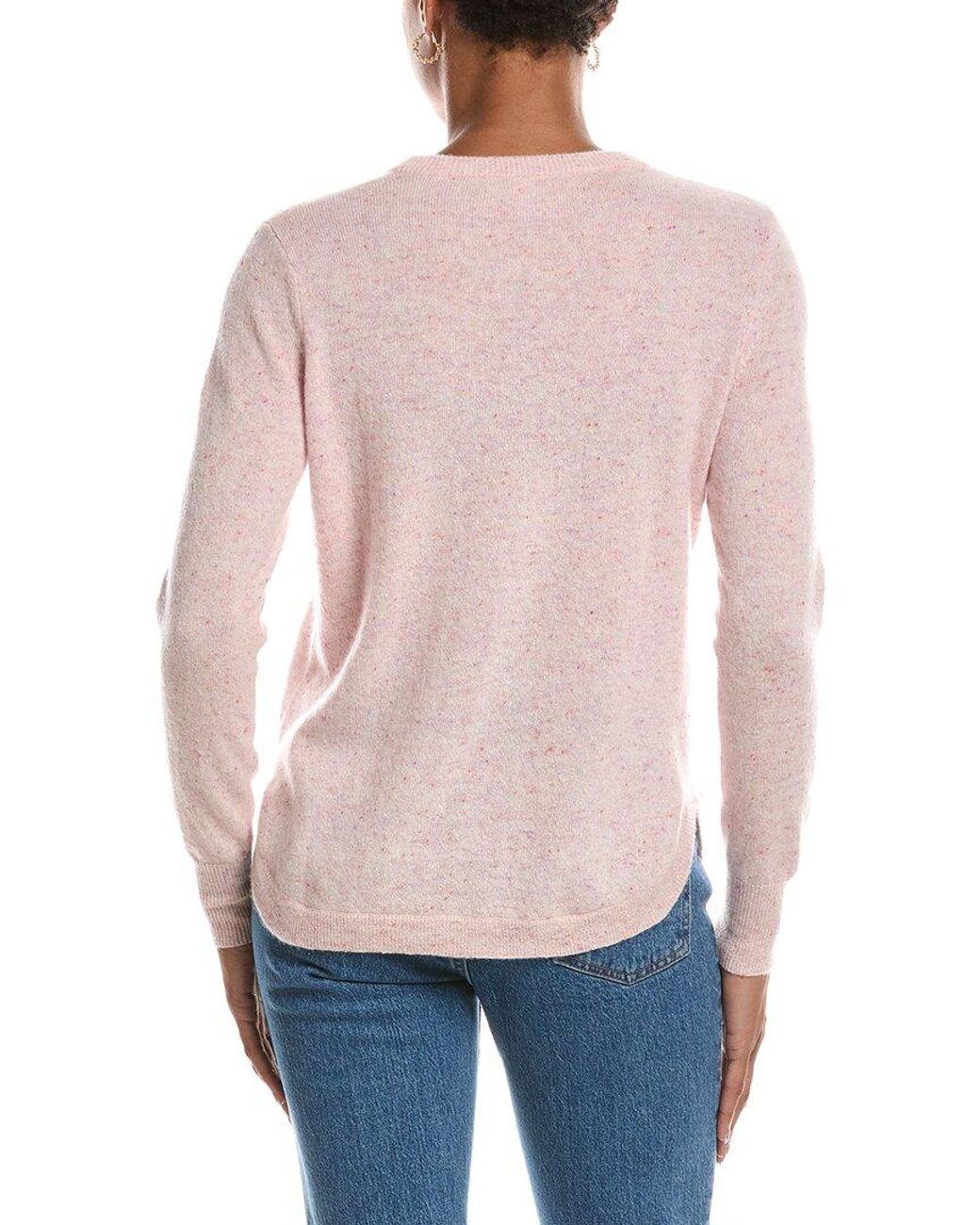 Autumn Cashmere Pink Solid Shirttail Crewneck 100% Cashmere Sweater