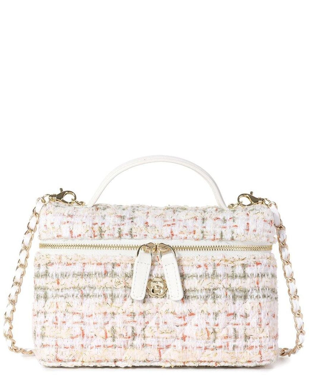 Tiffany & Fred Paris Natural Tweed & Leather Mini Top-Handle Bag