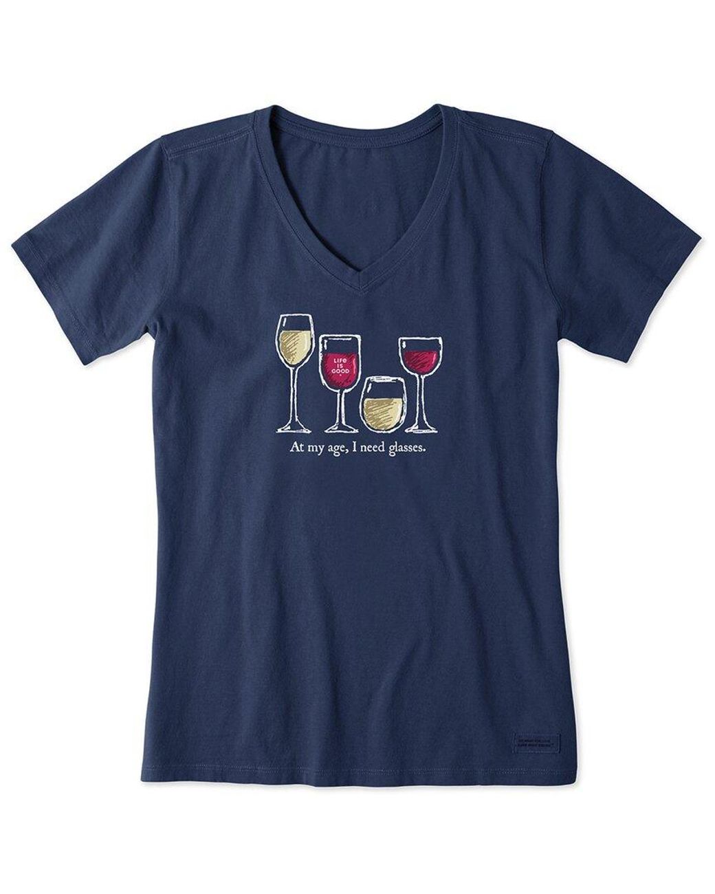 Life Is Good. Blue Crusher Lite V-Neck T-Shirt