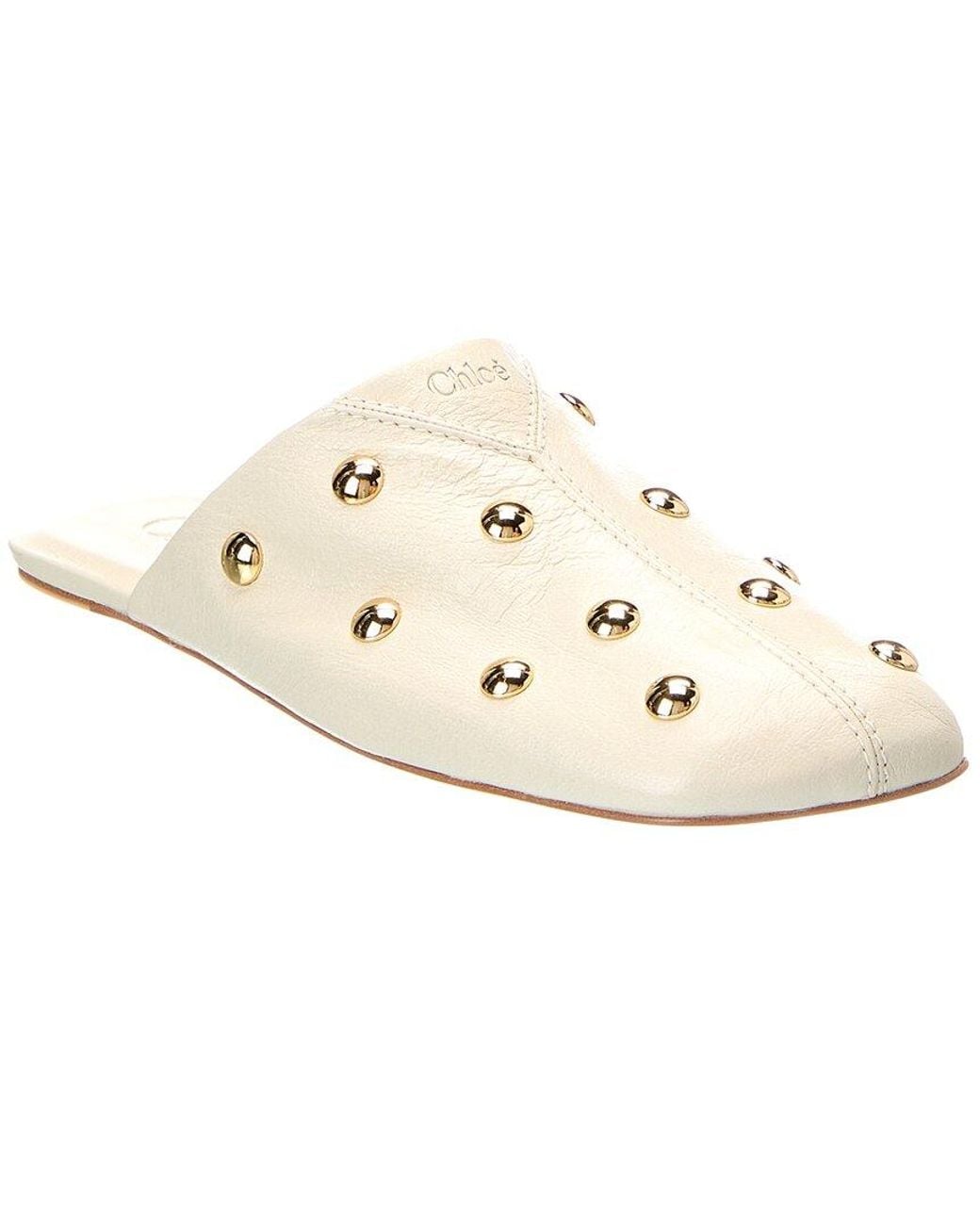 Chloé White Rita Leather Mule