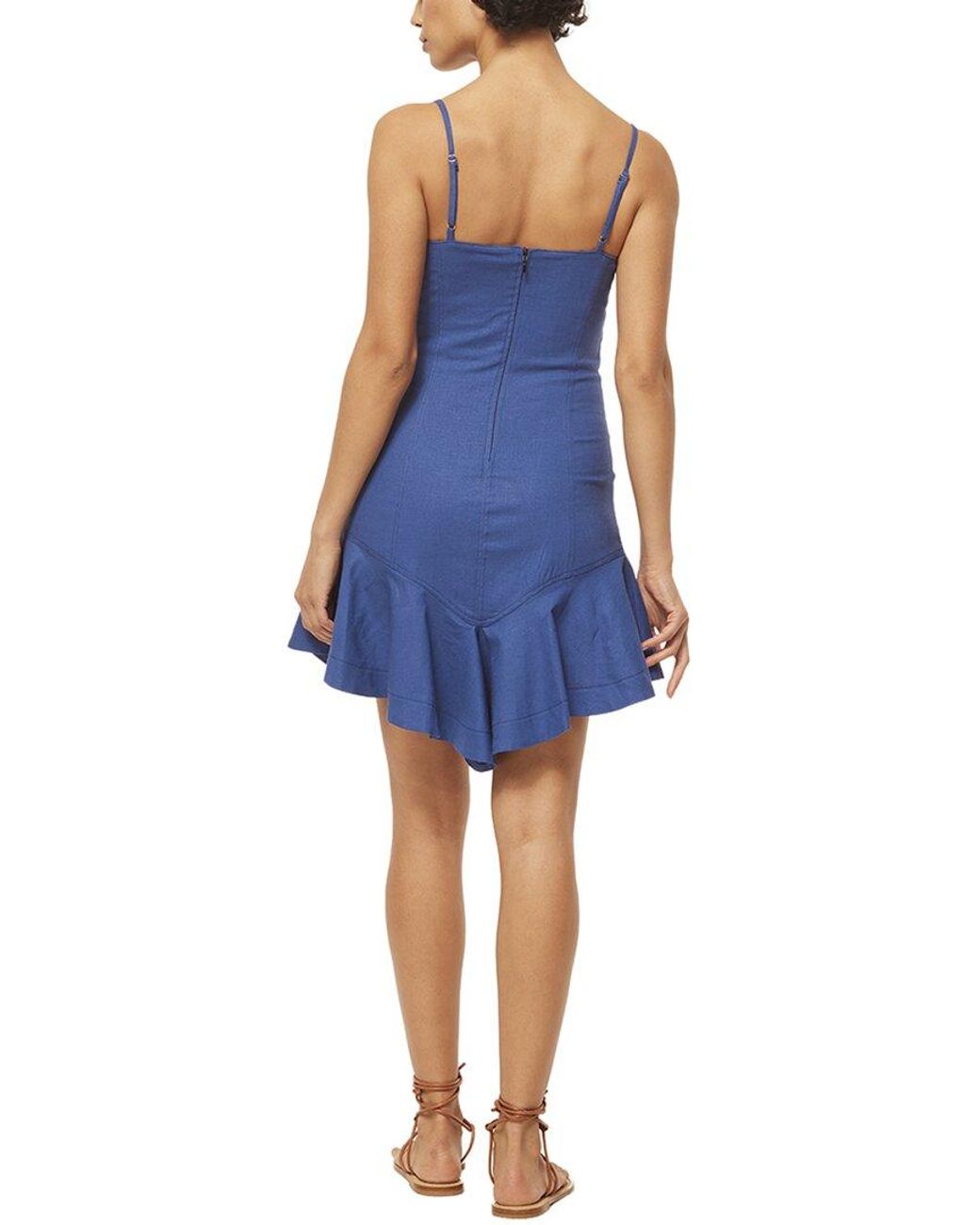 MISA Los Angles Blue Rita Linen-Blend Dress