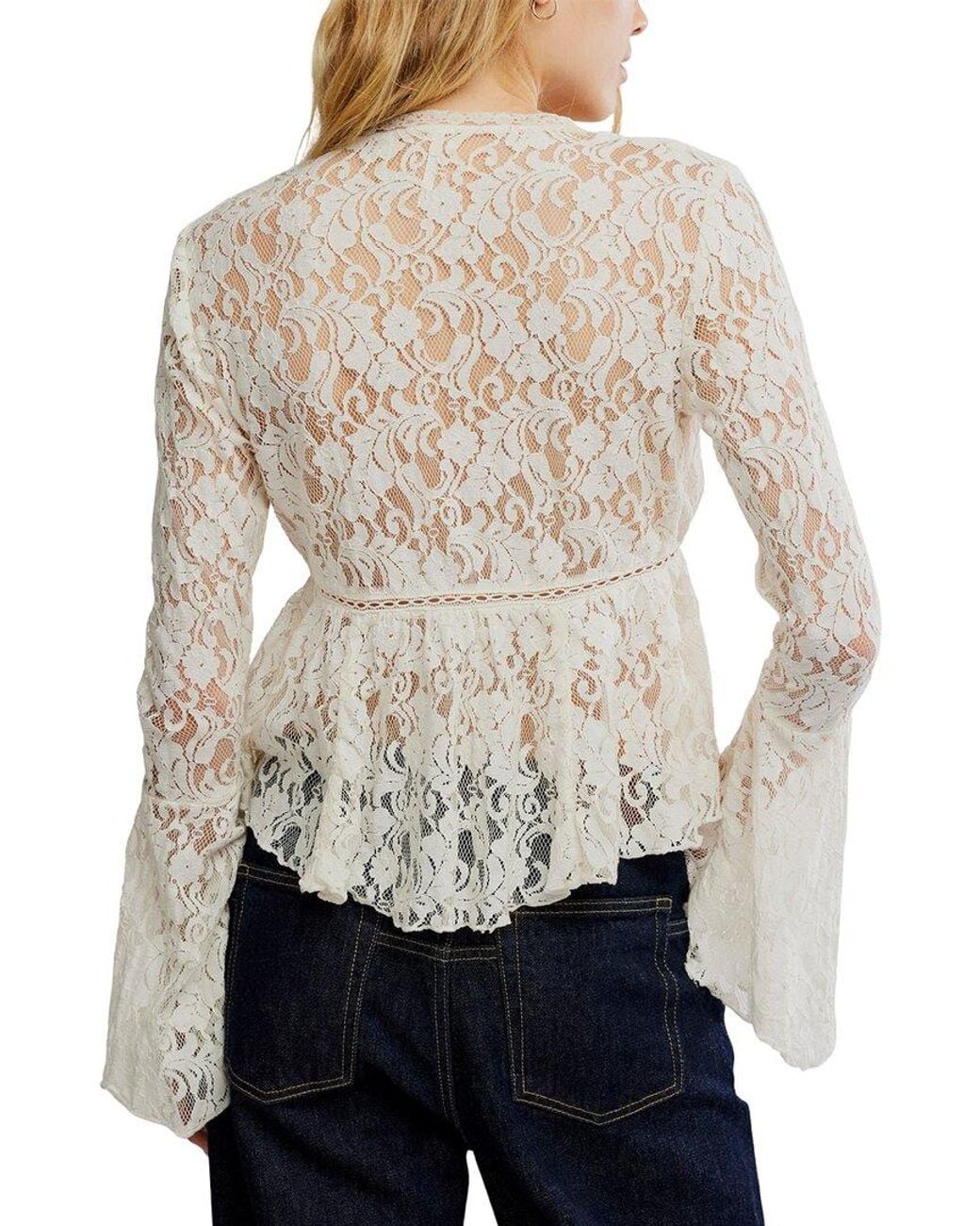 Free People White Whispering Love Lace Top