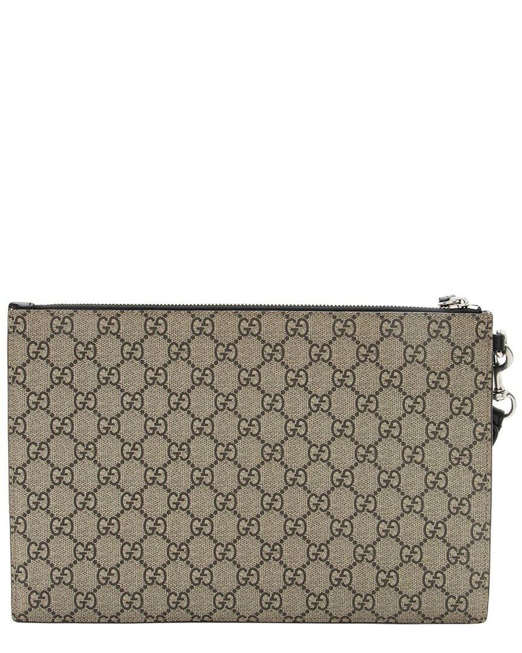 Gucci Gray Gg Supreme Canvas Blind For Love Wristlet (Authentic Pre-Loved)