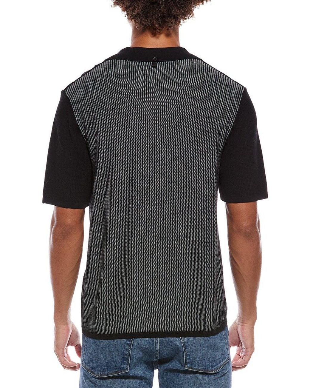 Rag & Bone Black Harvey Knit Camp Shirt for men