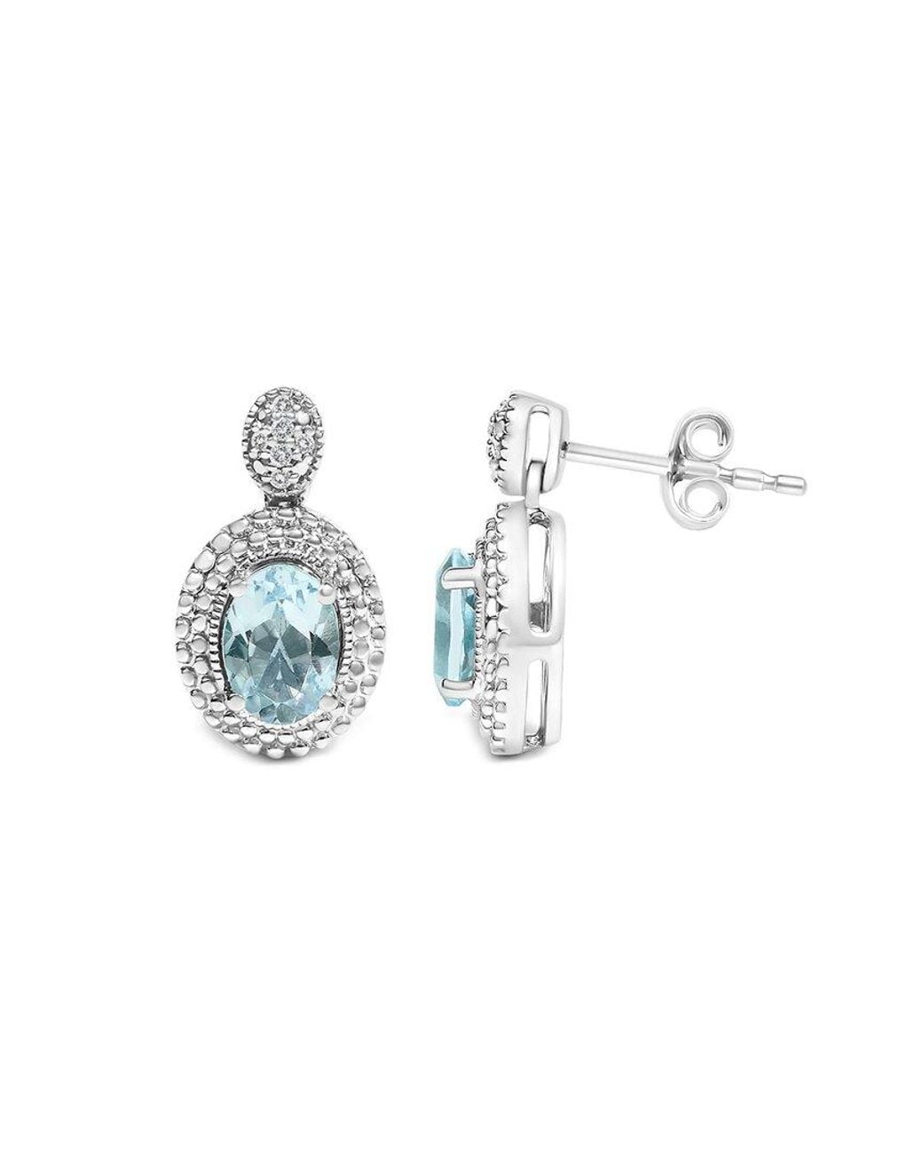 Haus of Brilliance Blue Colorful Gemstones 2.24 Ct. Tw. Diamond & Topaz Drop Earrings
