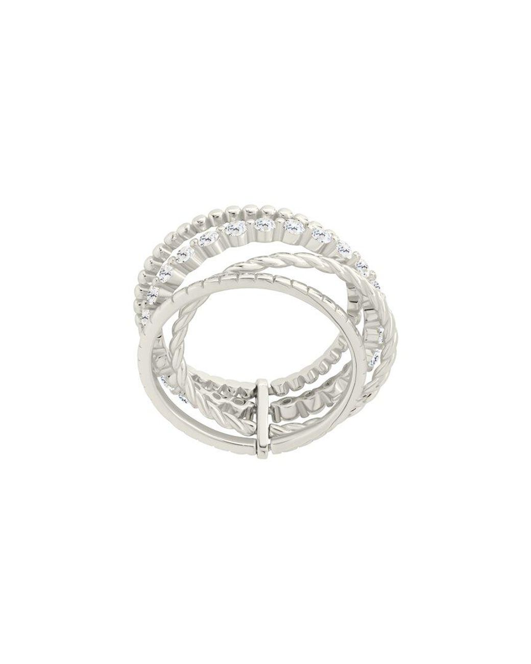 Sterling Forever White Cz Cassidy Layered Textured Ring