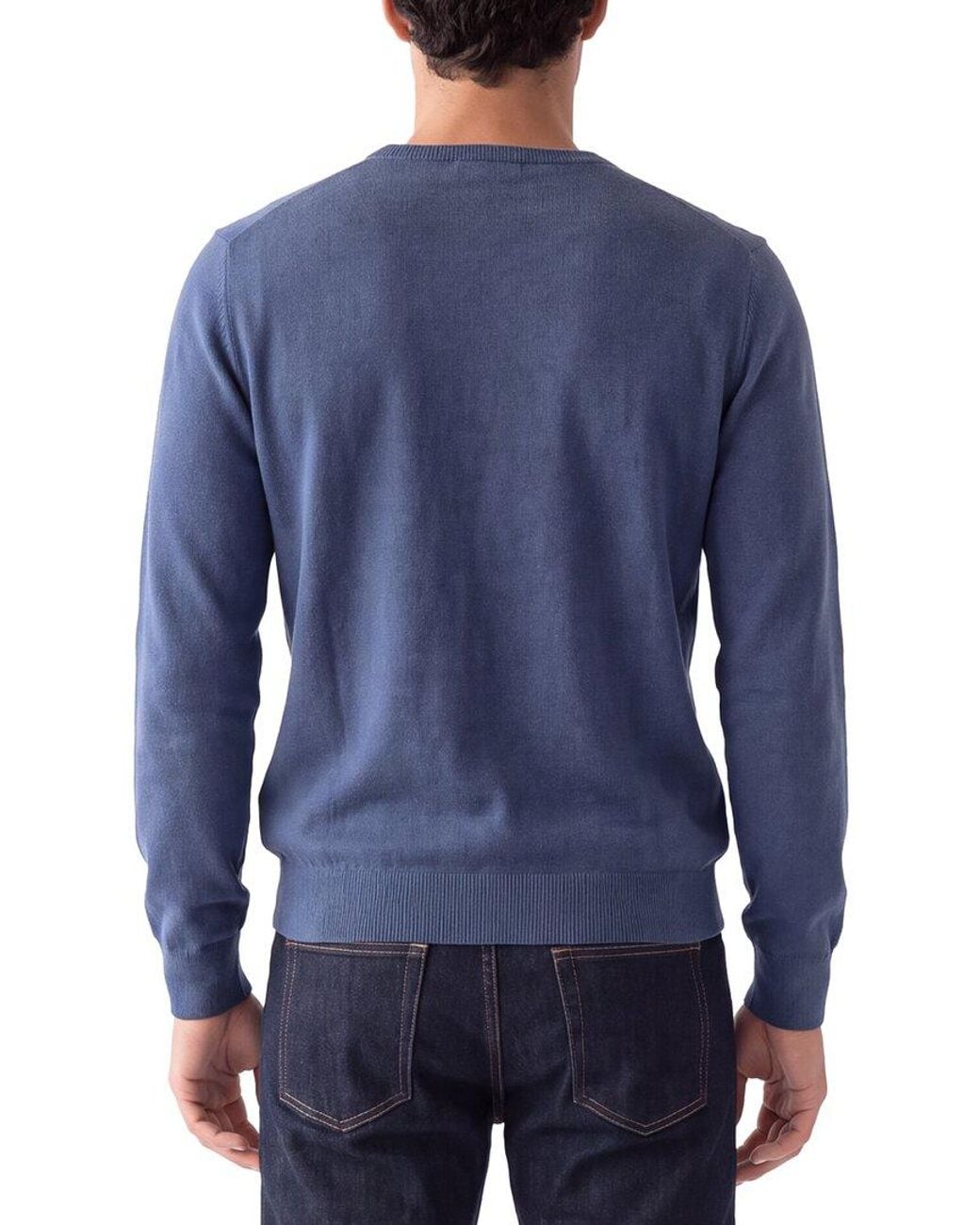 Gran Sasso Blue 100% Cashmere Crewneck Sweater for men