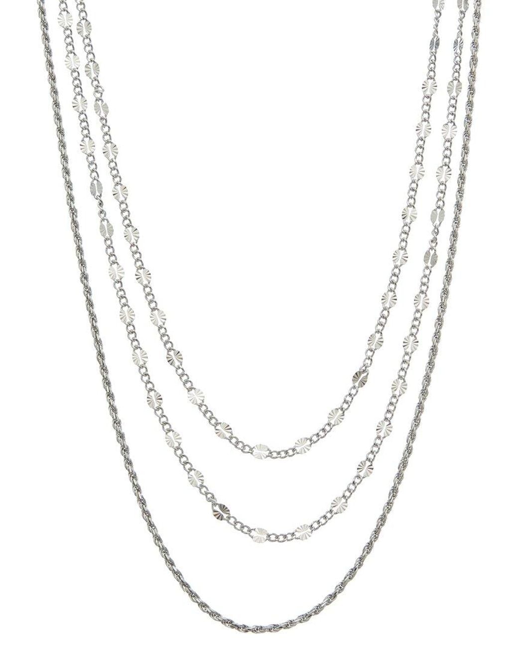 Italian Gold Over Silver White 18K Plated Multi Strand Necklace