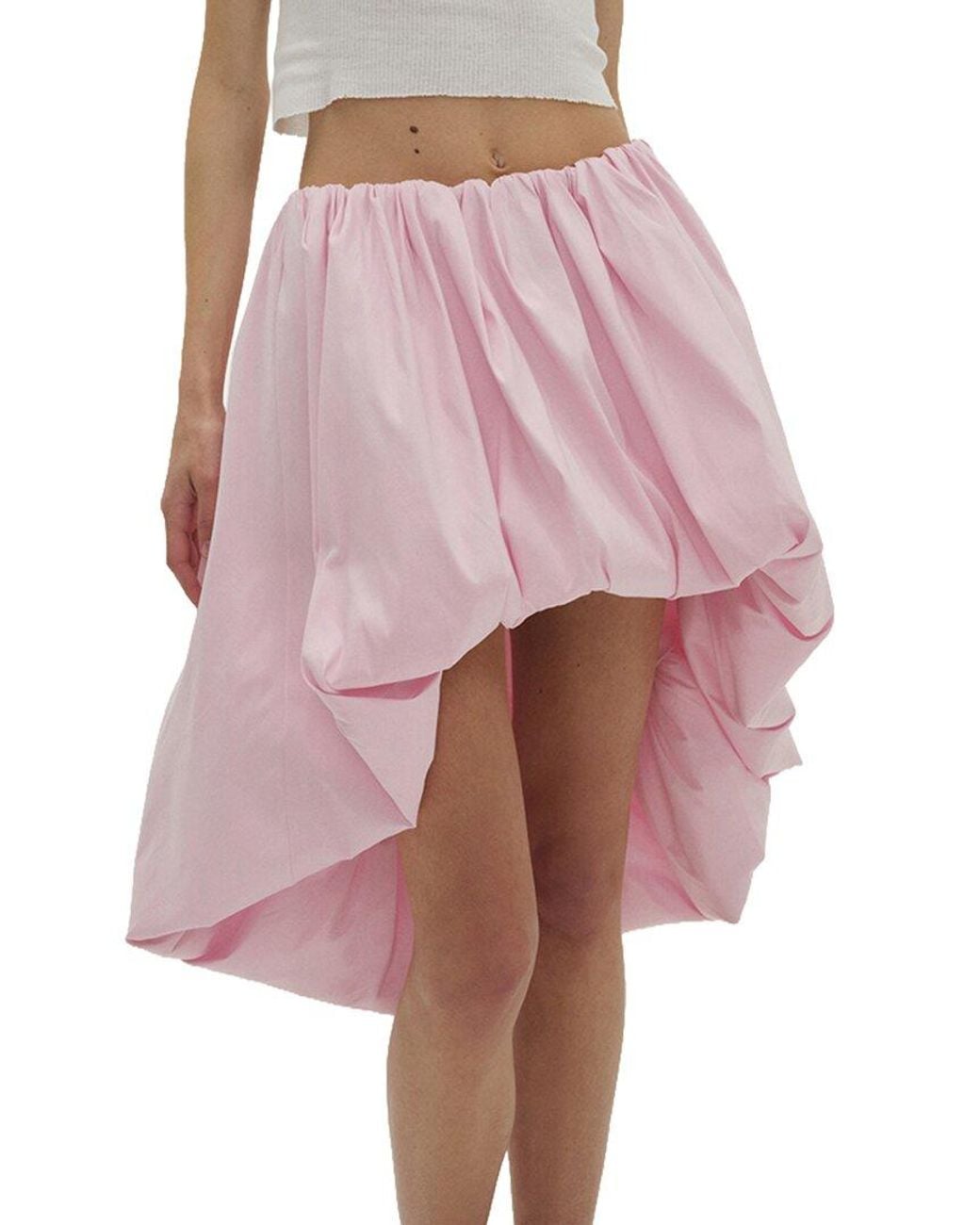 For Love & Lemons Pink Anya Bubble Midi Skirt