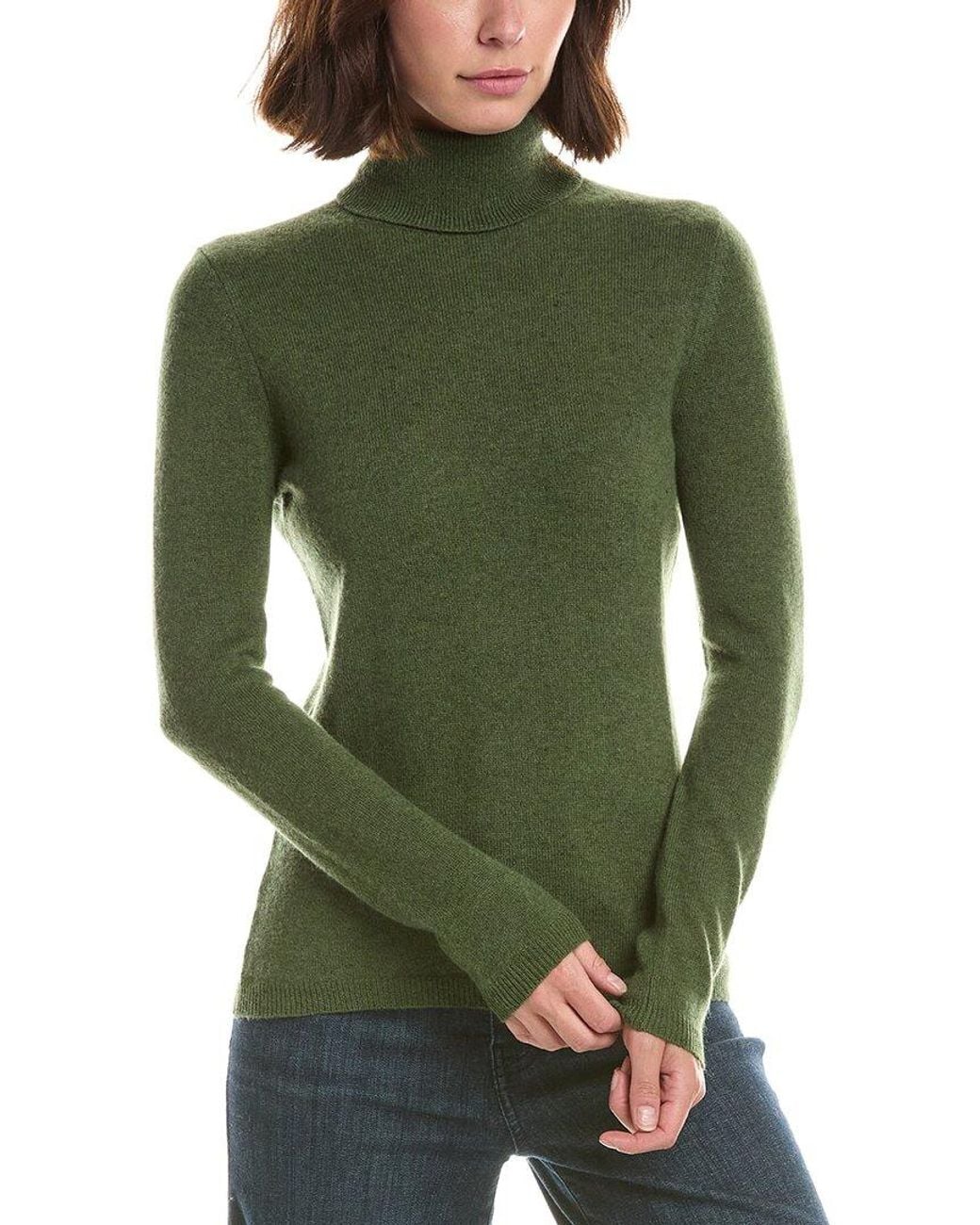 Forte Green Basic Turtleneck 100% Cashmere Pullover