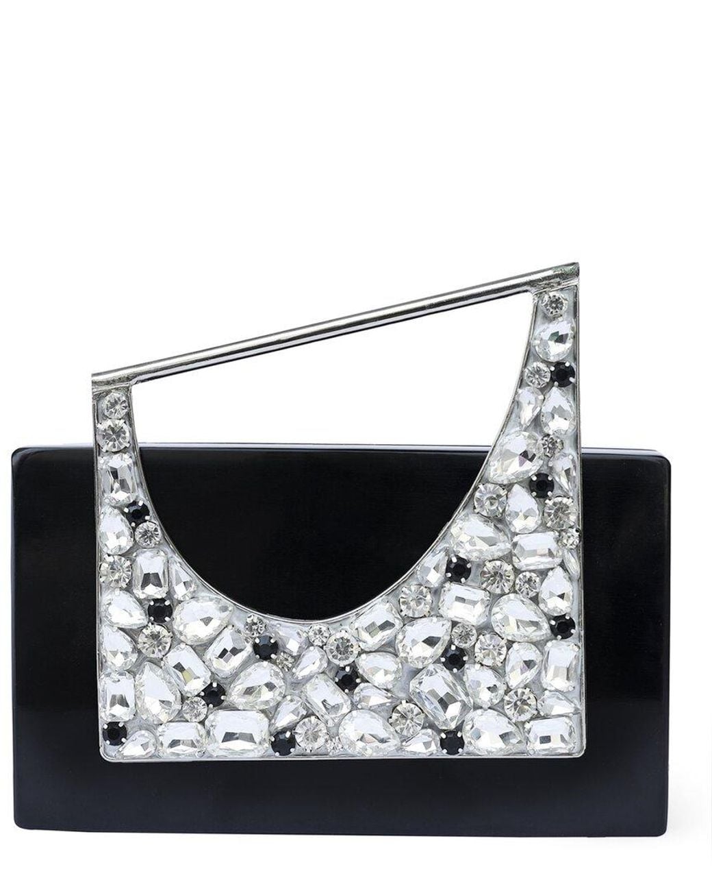 TIRAMISU Black Regalia Crystal Minaudiere Box Clutch