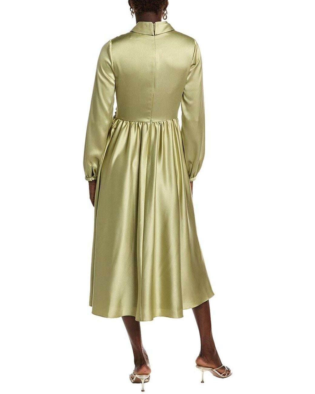 Badgley Mischka Green Wrap Full Skirt Day Dress