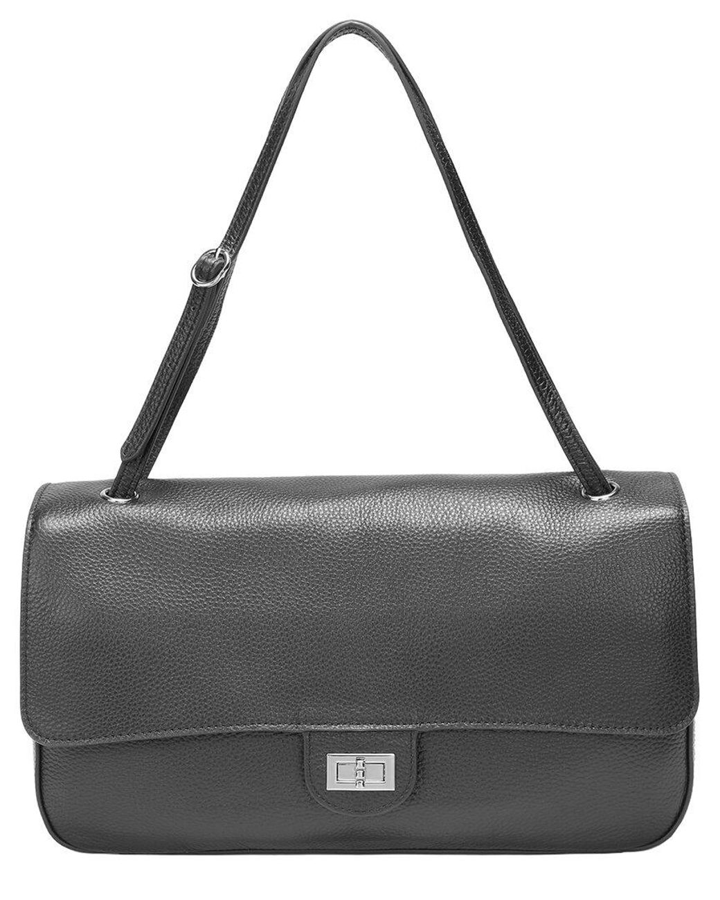 Tiffany & Fred Paris Black 33Cm Leather Flap Tote