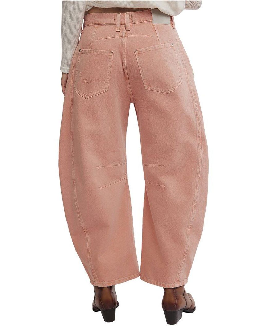 Free People Orange Good Luck Mid Rise Barrel Jean