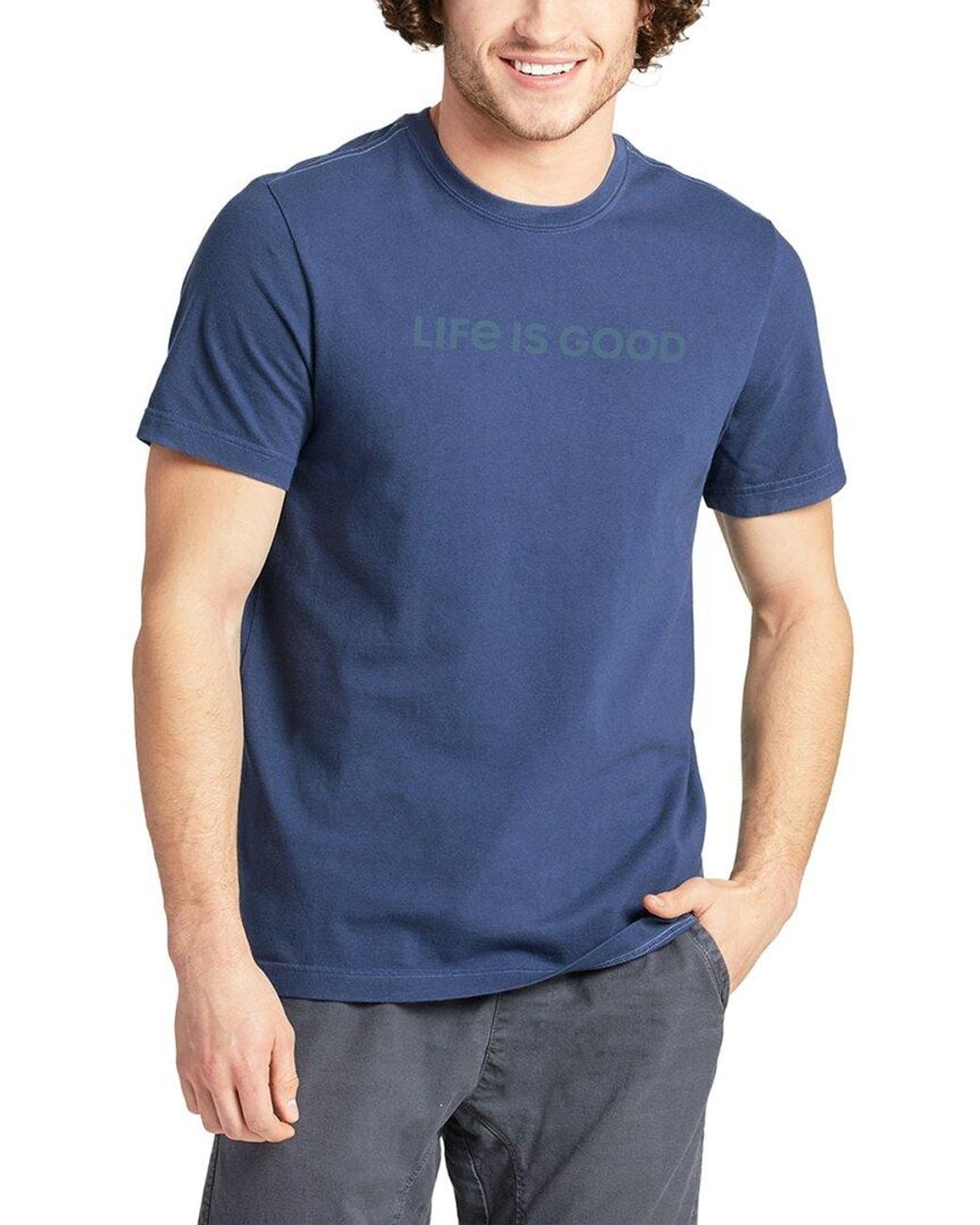 Life Is Good. Blue Crusher T-Shirt for men