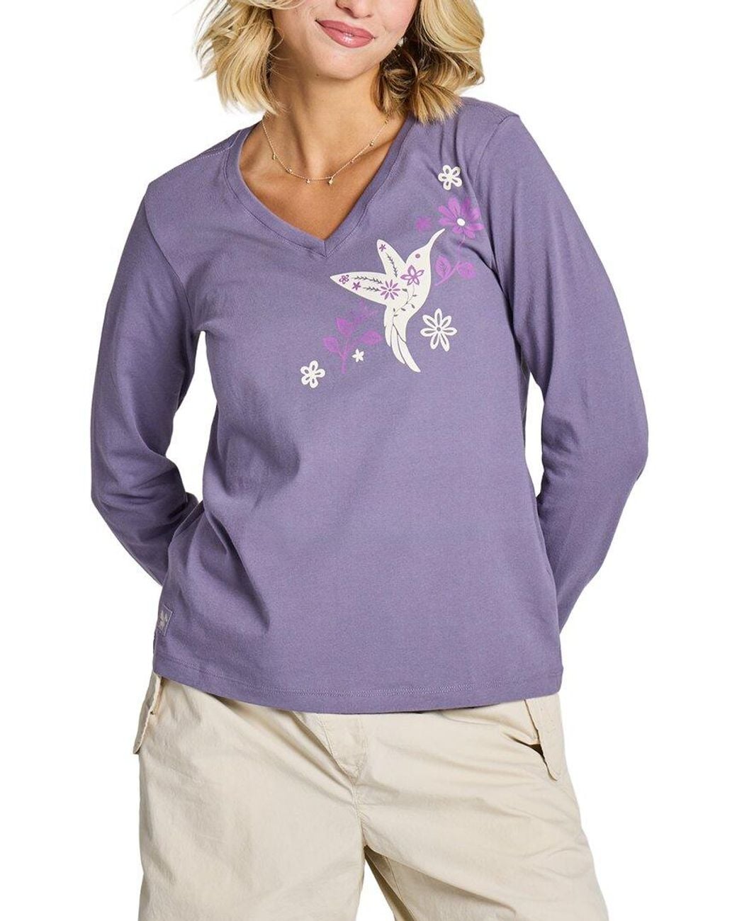 Life Is Good. Purple Crusher V-Neck T-Shirt