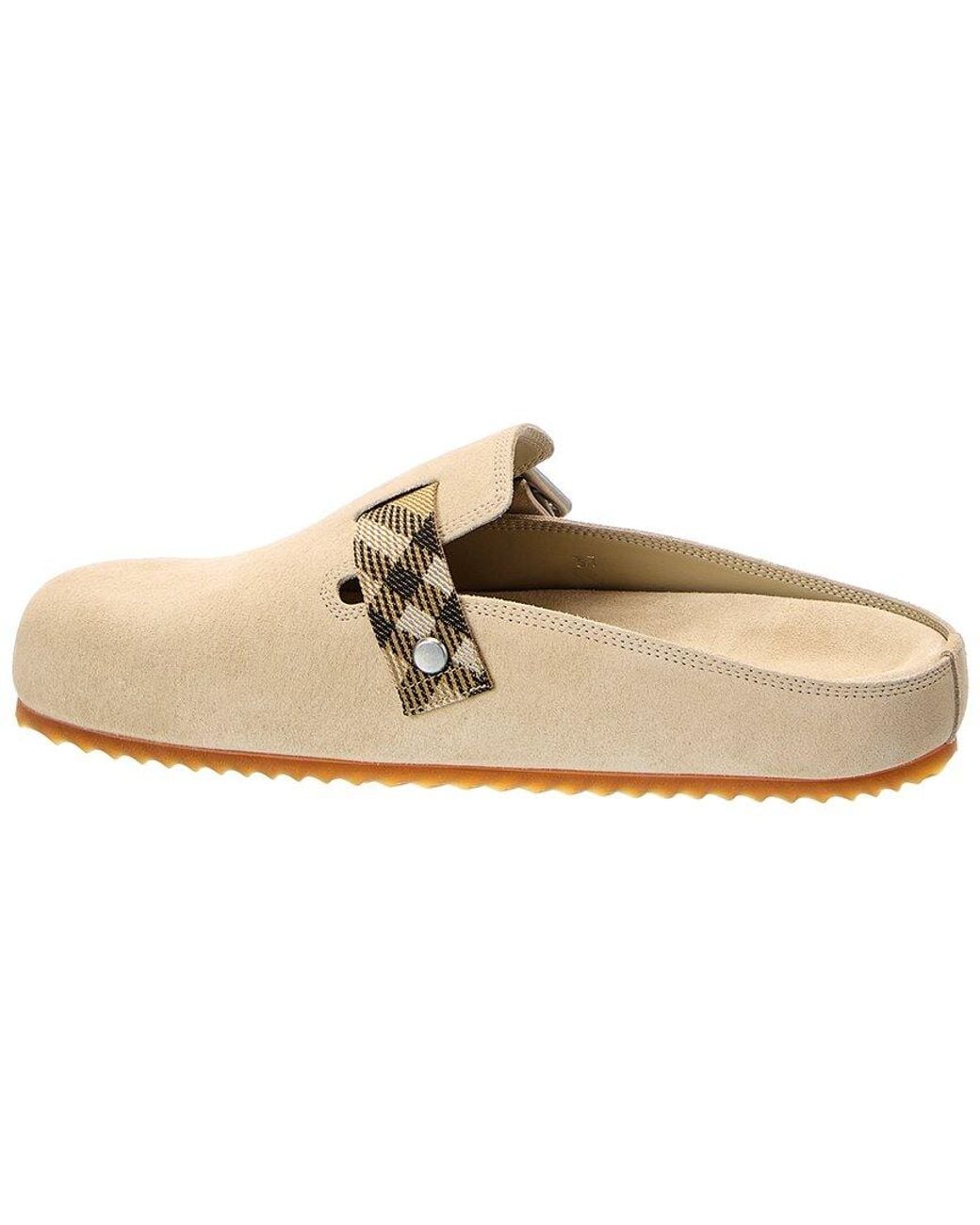 Burberry White Urchin Suede & Canvas Mule