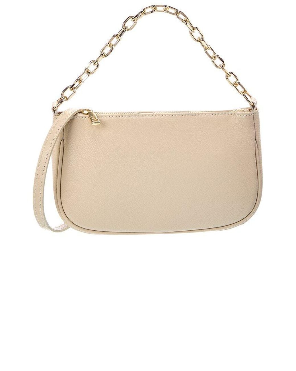 Italian Leather Natural Beatrice Leather Top Handle Bag