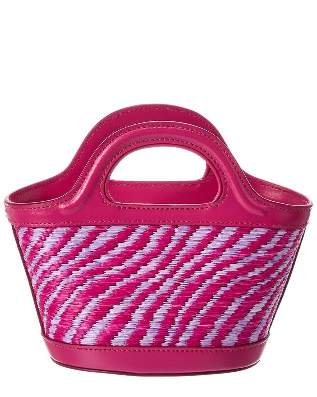 Marni Pink Tropicalia Mini Leather-Trim Tote