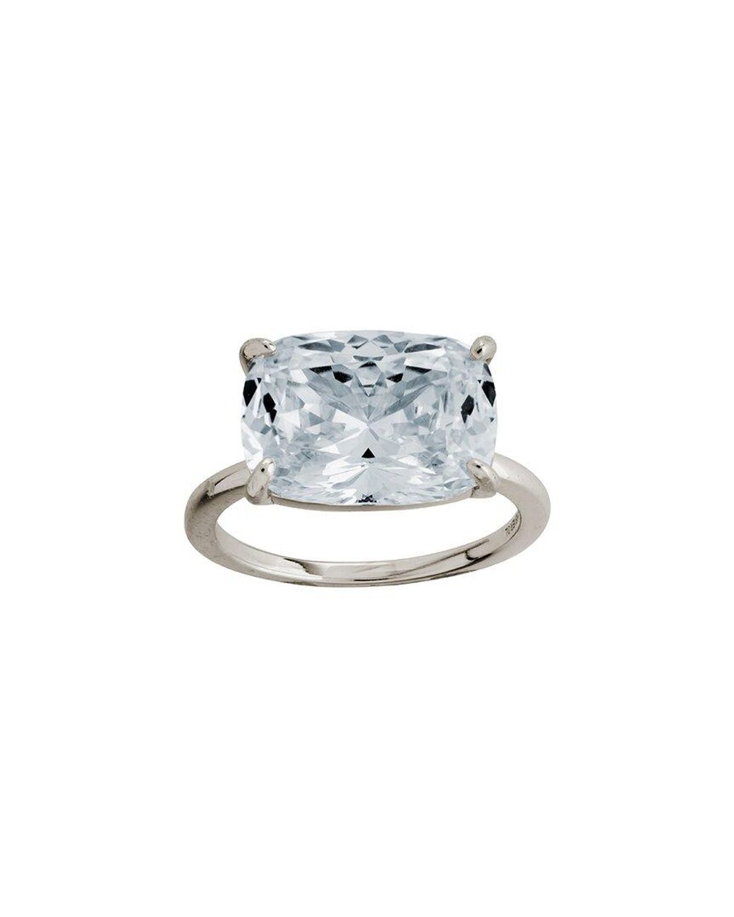 Sterling Forever Blue Cz Cushion East-West Ring