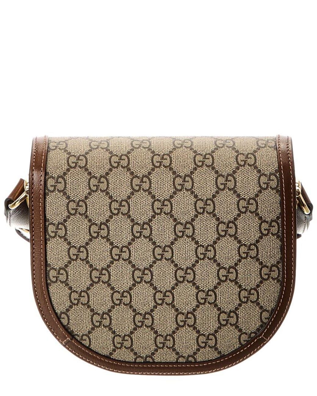 Gucci Brown Blondie Horsebit Mini Gg Supreme Canvas & Leather Shoulder Bag