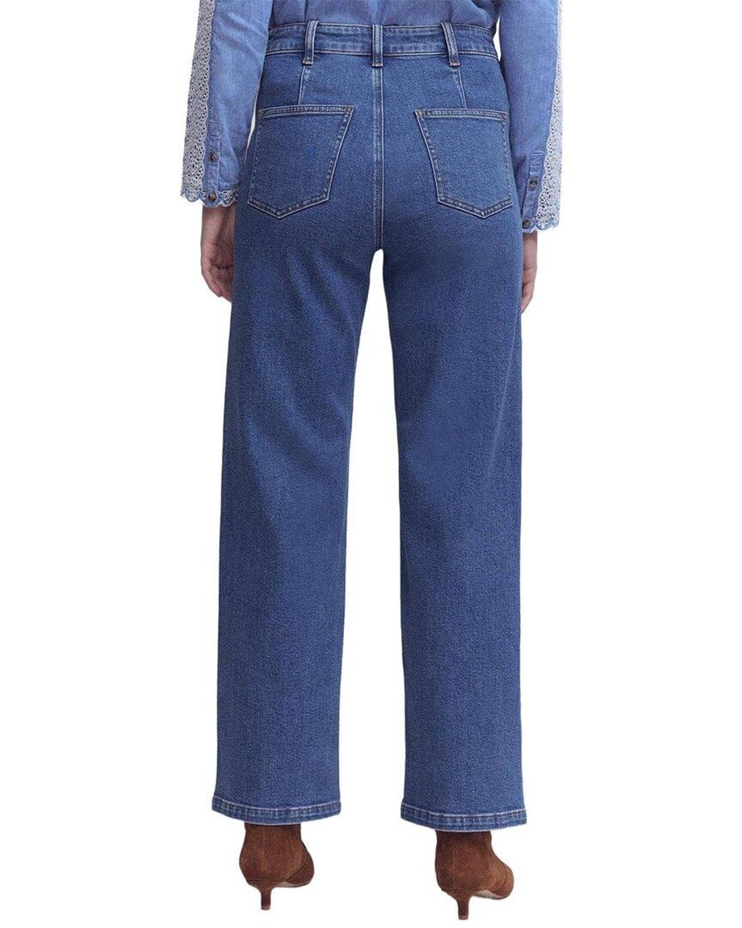 Boden Blue Pintuck Column Leg Jean