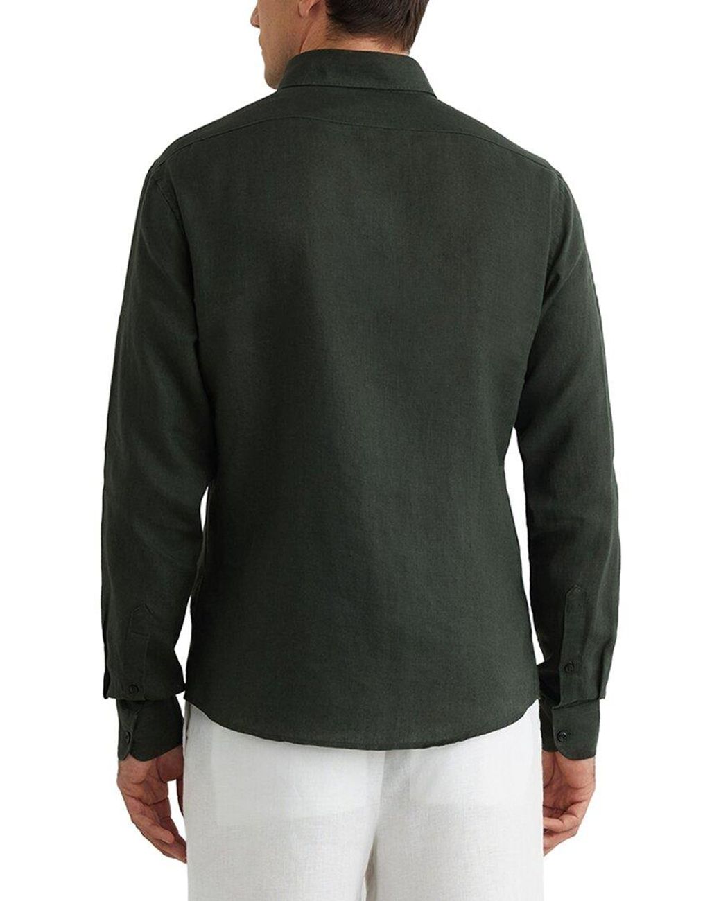 Reiss Black Queens Button Down Linen Casual Shirt for men