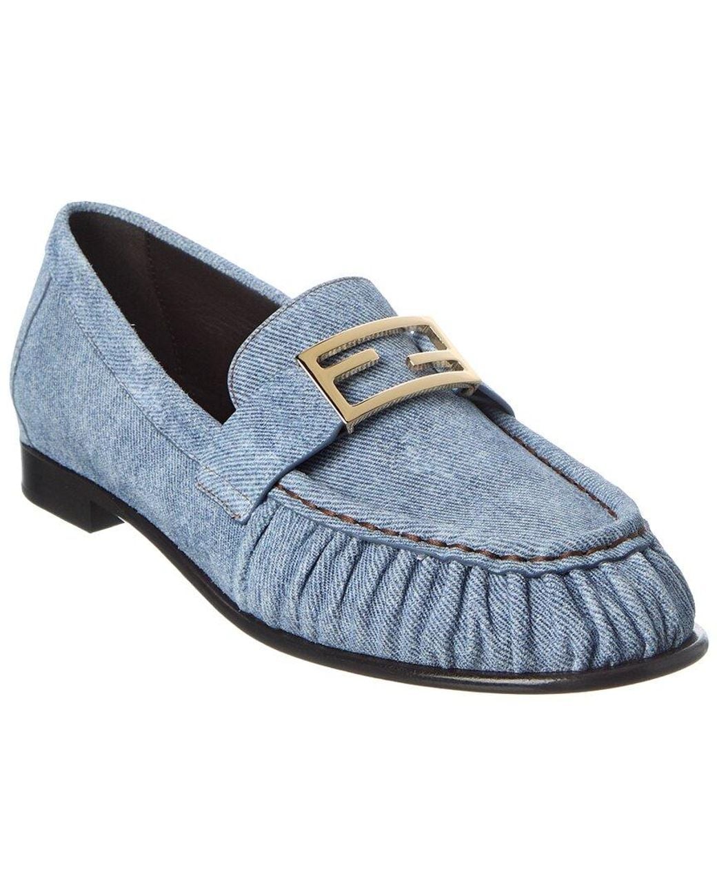 Fendi Blue Baguette Denim Loafer