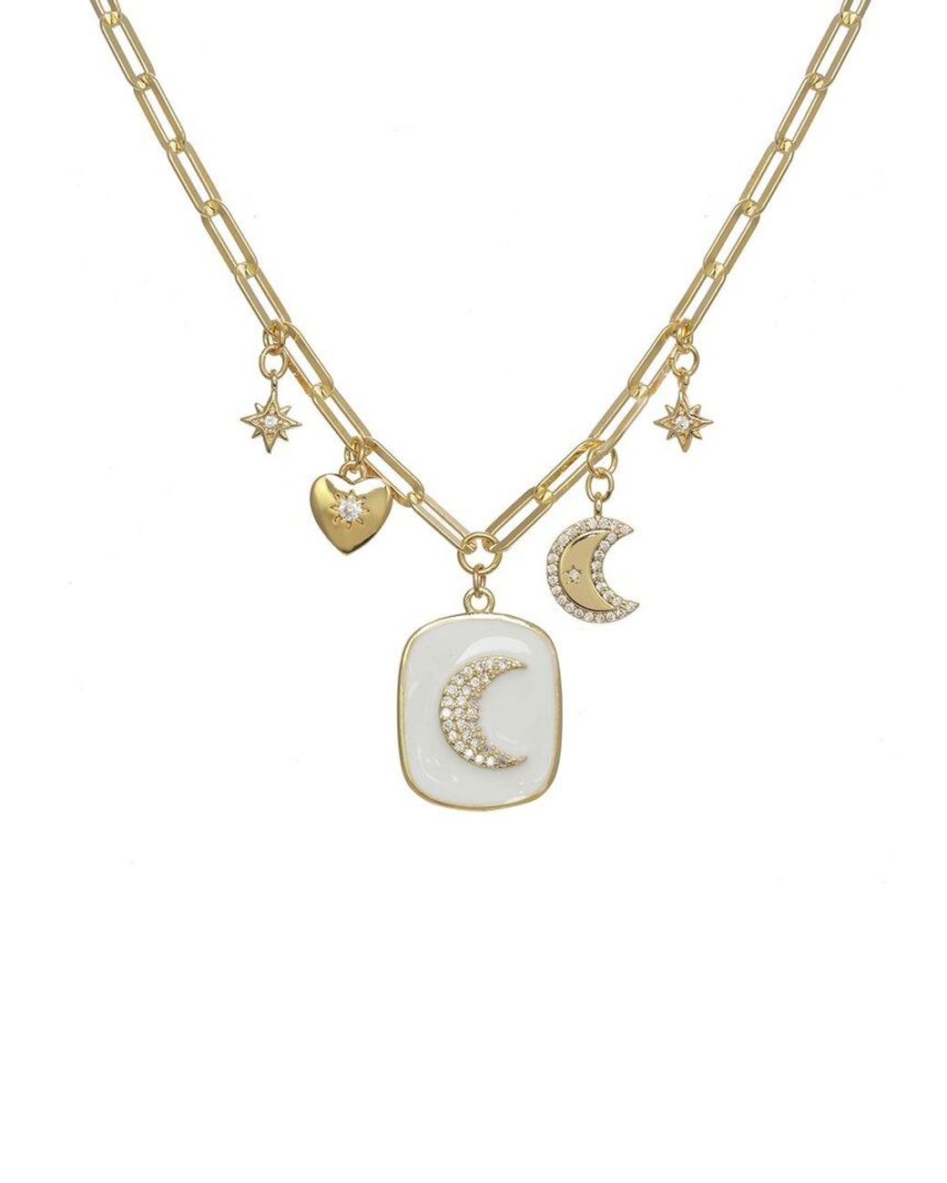 Rachel Reinhardt Jewelry Metallic Moonshadow Collection 14K Vermeil Zircon Charm Necklace