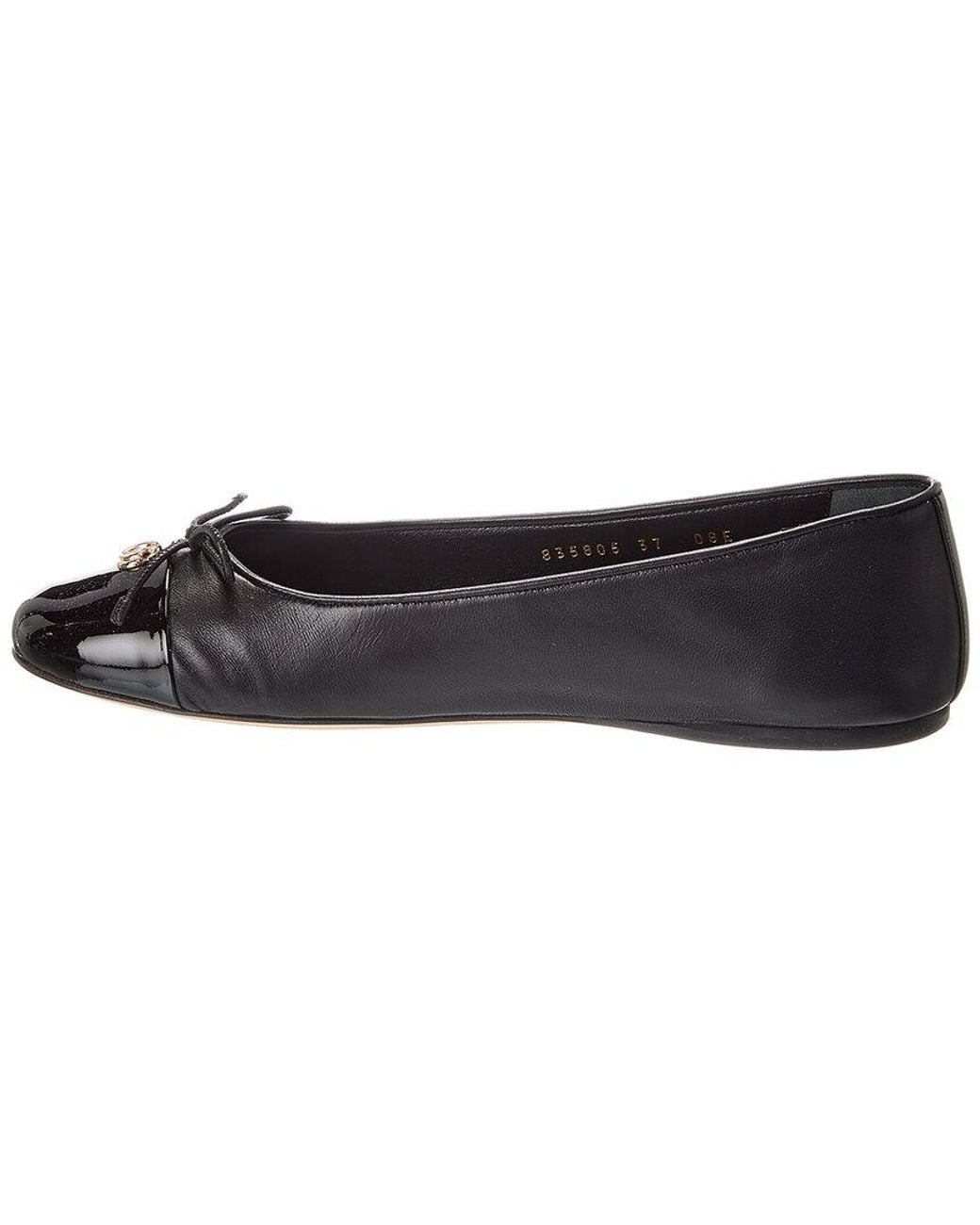 Gucci Black Double G Leather Ballet Flat