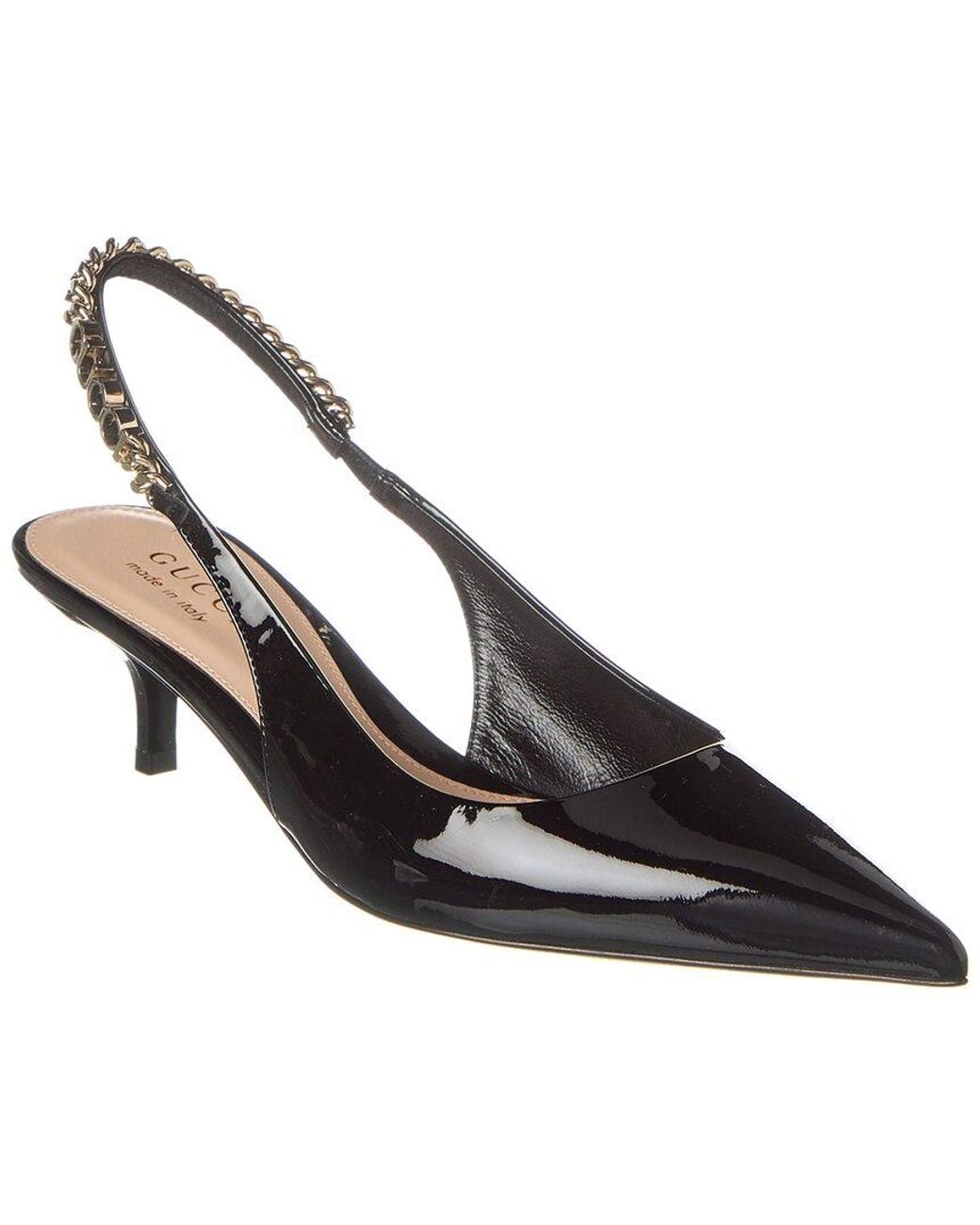 Gucci Black Signoria Patent Slingback Pump