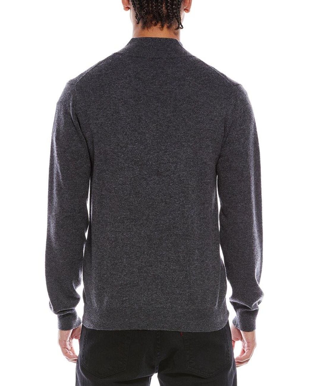 Brodie Cashmere Gray Zip Up Wool & Cashmere-Blend Funnel Neck Cardigan for men